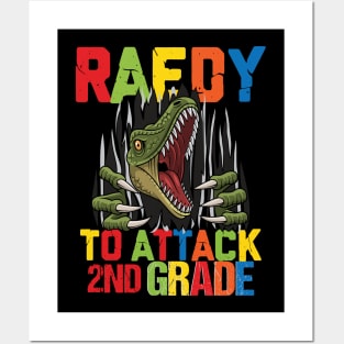 Funny Ready To Attack 2nd Grade Shark First Day of School Gifts Kids Posters and Art